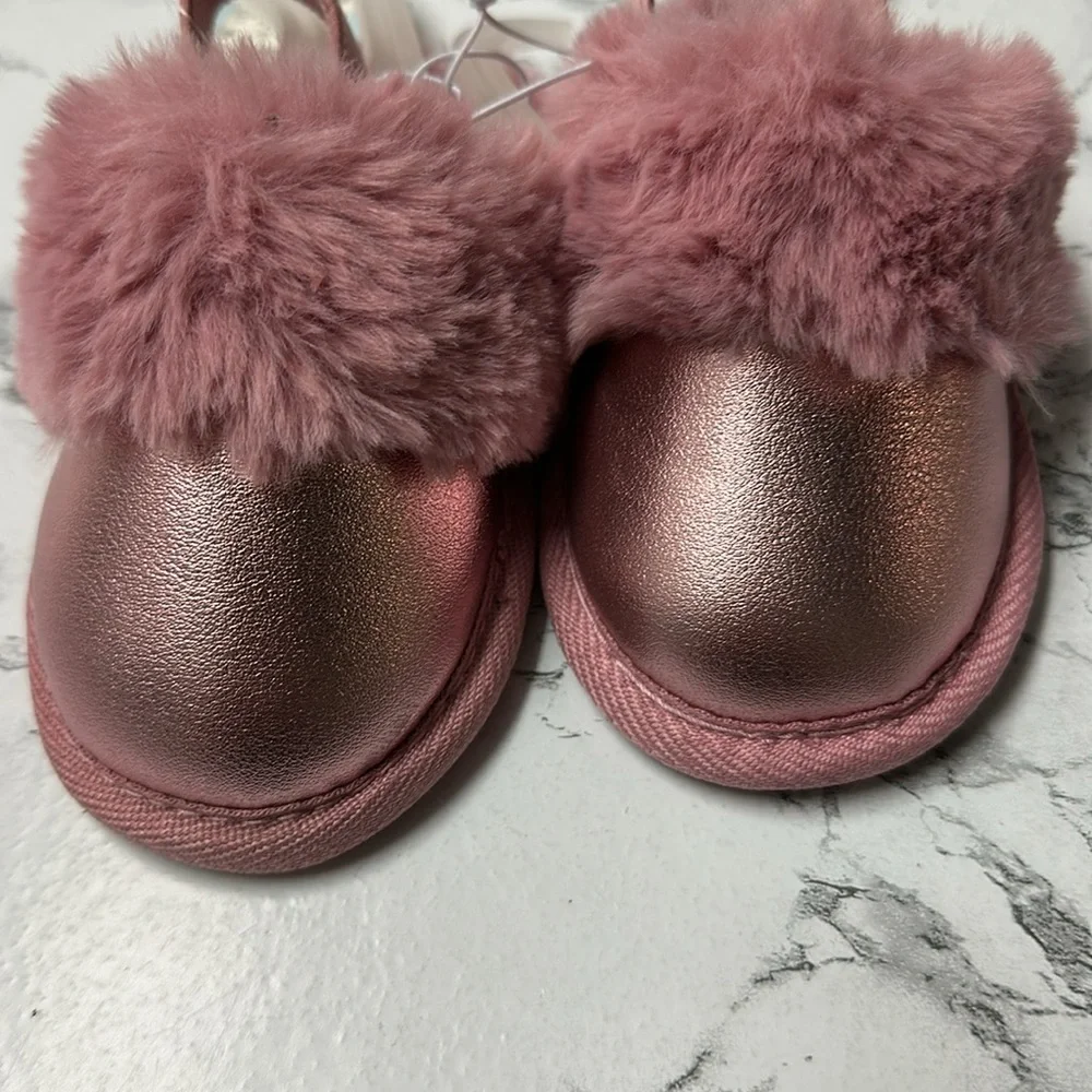 Cat & Jack Toddler Pink/Lily Metallic Scuff Slipper Size S(5/6)